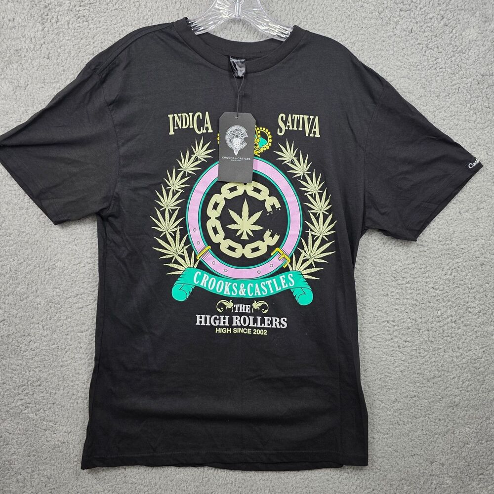 NWT Crooks & Castles Men's High Rollers Shirt  Indica Sativa Leaf Crown Size M